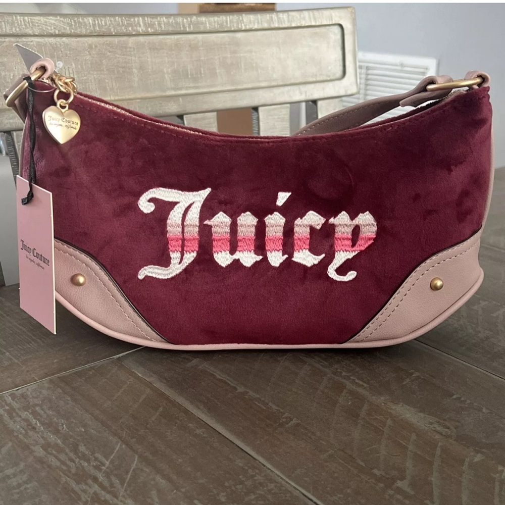 Juicy Couture Retro Vibe Shoulder Bag - Velour - Cabernet Dusty Blush NWT